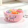 Plastic Mini Bread Squeeze Toy Keychain With Cartoon Pattern For Kids And Teens
