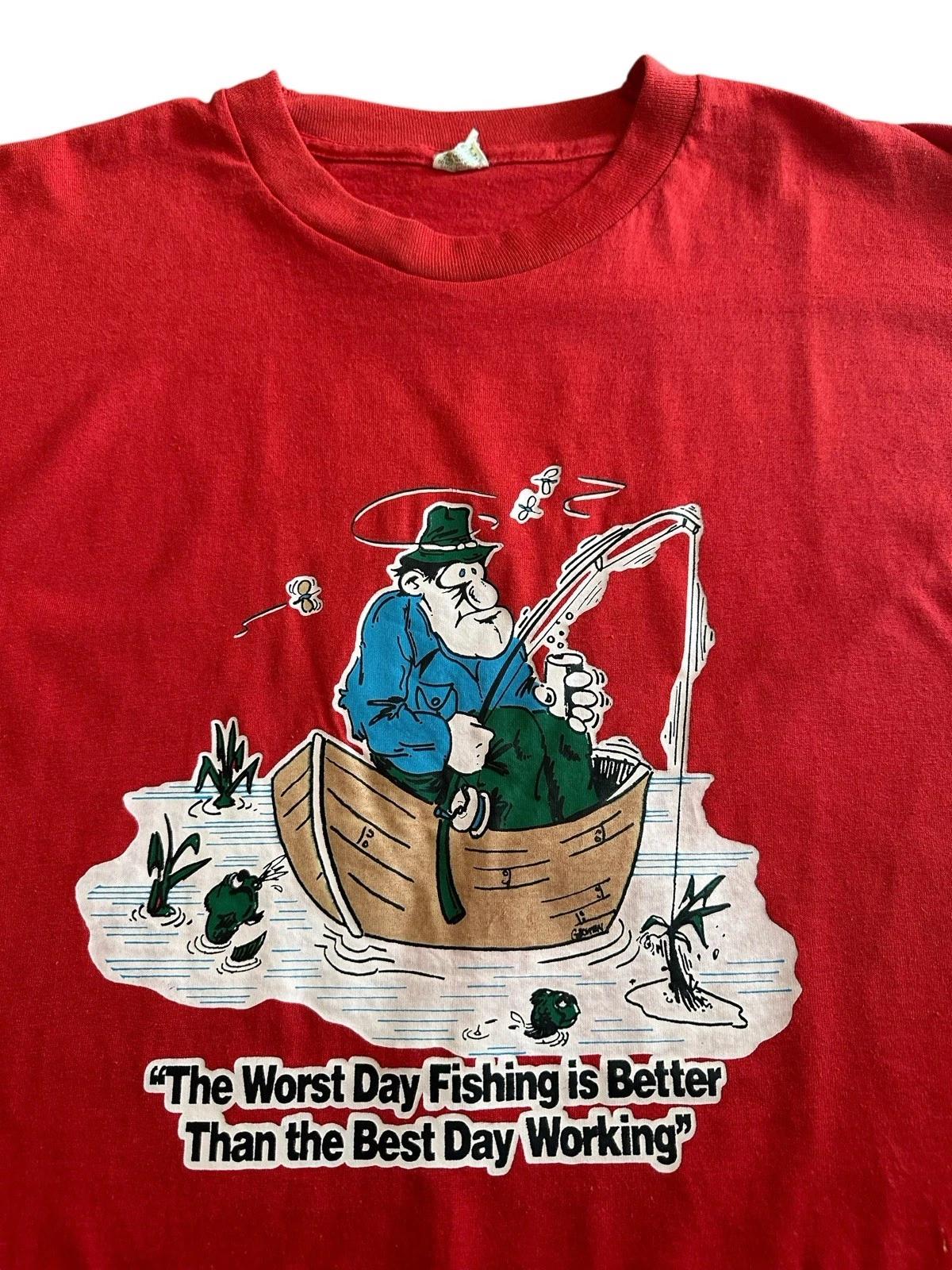 Vintage Worst Day Fishing T Shirt Men’s Medium Red 90’s USA Worst XL