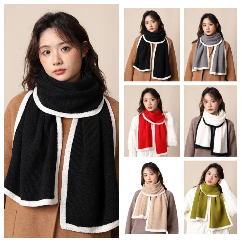 Wool Knitted Scarfs Thicken Plush Neckerchief Shawl Winter Scarf  Lady