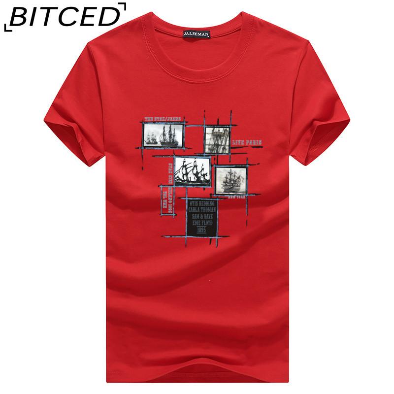 BITCED Cotton Short Sleeve T-shirt Men's Fashion Loose Half Sleeve Shirt Printed Compassionate Shirt