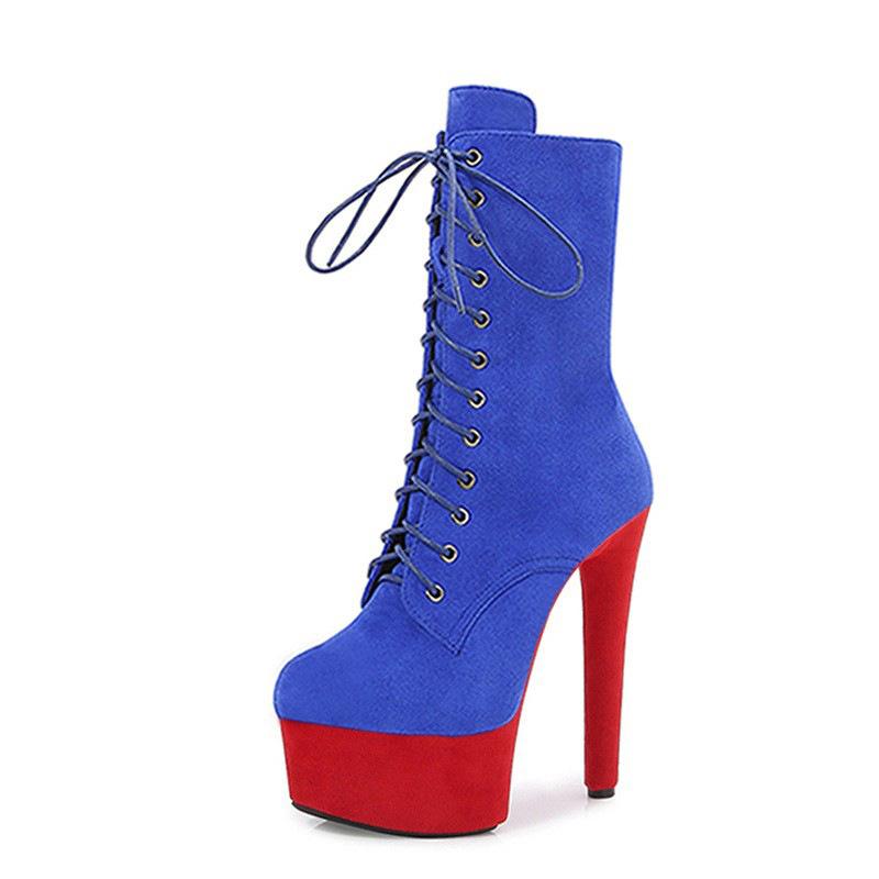 15Cm suede short boots model catwalk shoes women's runway sexy high heels pole dance boots