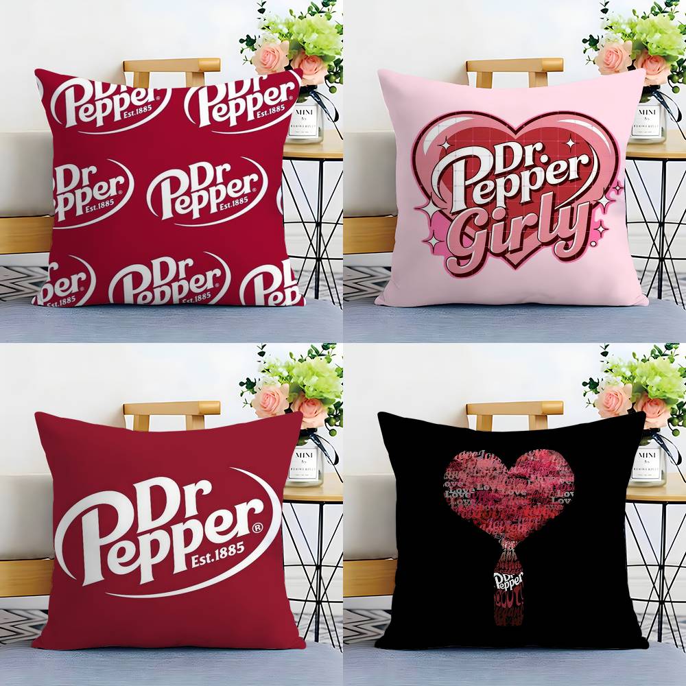 Cherry Drink D-Dr-P-Pepper Pillow Case Plush Fabric Soft Double Sided Print Home Sofa High Quality Cushion Cover Throw