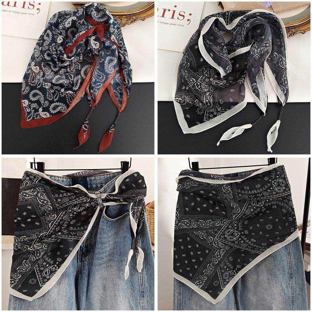 cotton Women's Necktie Floral Waist Belt chic Floral Triangle Scarf Matching Pants