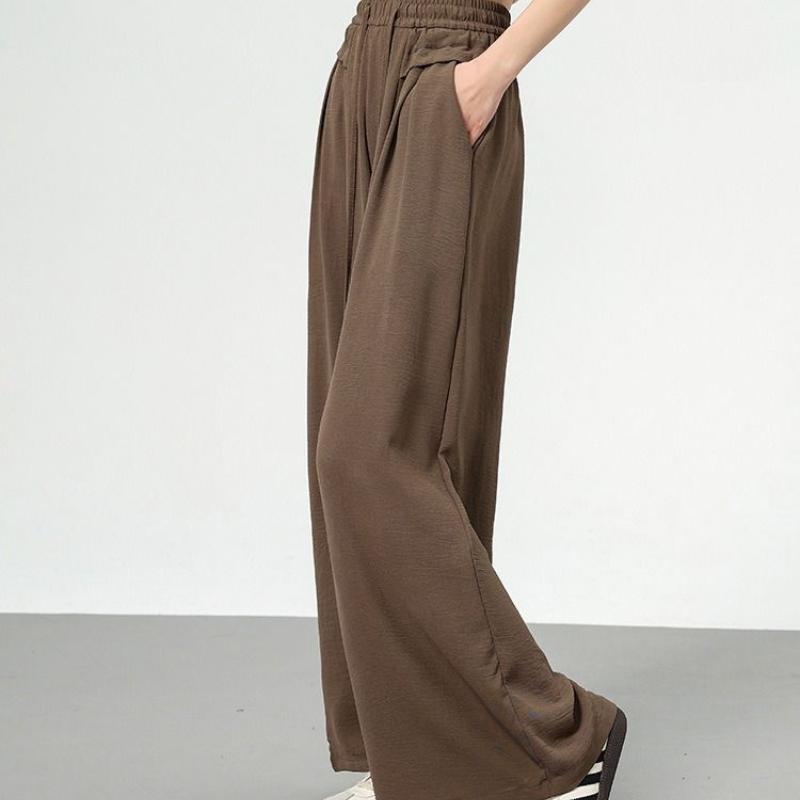 Textured Wide Leg Pants Women's High Waist Summer Straight Loose Broad Leg Thin Fabric Flared Casual Slimming Culottes