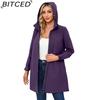 BITCED Women's Outdoor Sports Water-Resistant Trench Coat with Hood Long-Sleeved Spring/Autumn Loose-Fit Casual Windbreaker