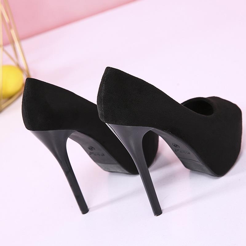 Fashion Sexy Pumps Women Shoes 2025 High Heel Peep Toe Platform High Heels Wedding Shoes Woman Suede Black Ladies Heels Shoes