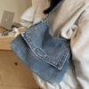 New chain large capacity denim tote bag casual college student shopping bag commuter shoulder messenger bag