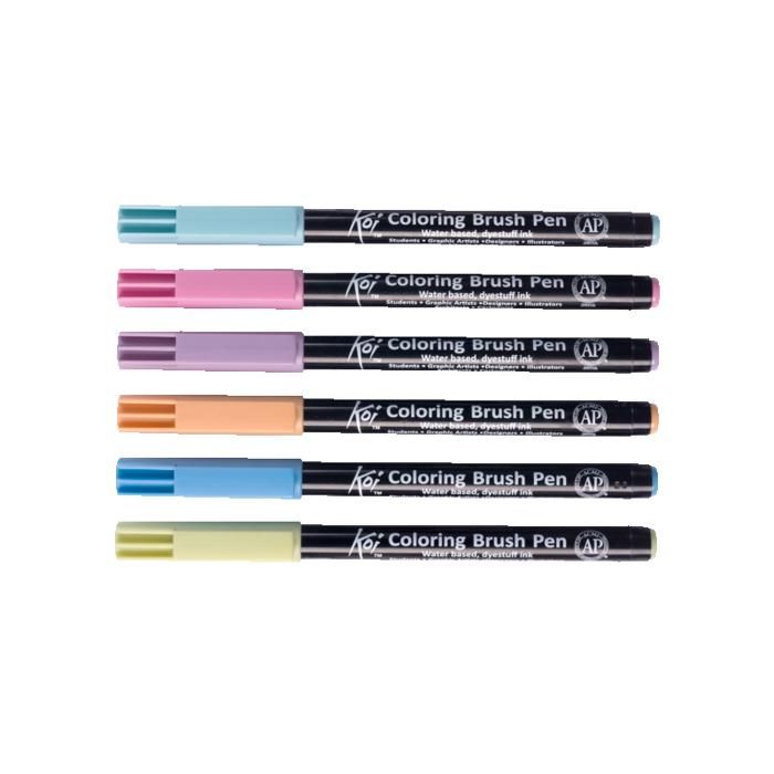 Pinceaux de coloriage - SAKURA - Koi - Lot de 6 - Couleur Marron - Pointe fine - Opaque