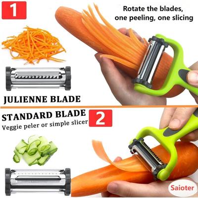 3-in-1 Peeler for Kitchen Multifunction Peelers Julienne Peeler+Serrated Peeler Peeler Vegetable Peeler Carrot Potato