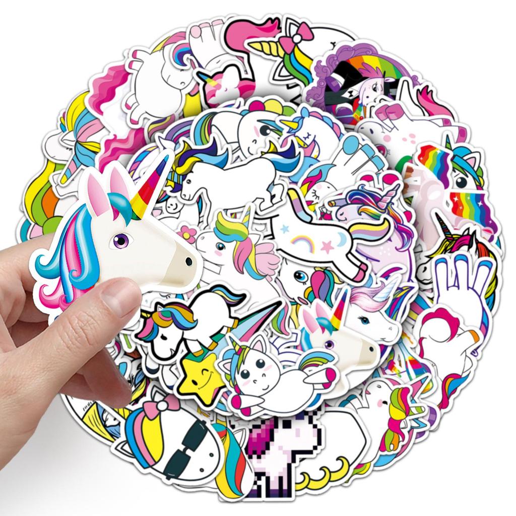 51 Cute Cartoon Unicorn Rainbow Stickers: Waterproof Decor for Laptops, Suitcases, and Cars