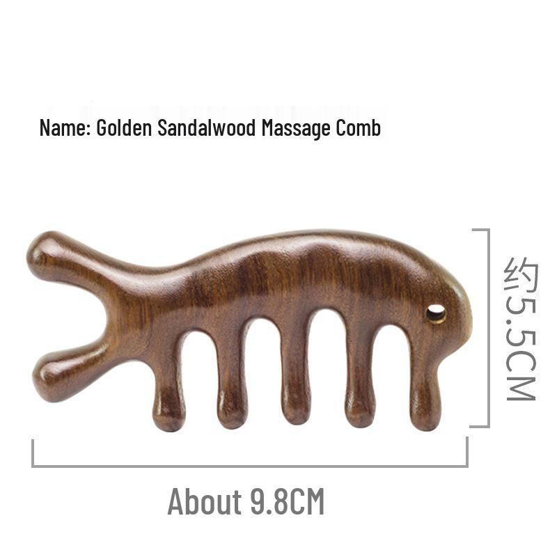 Sandalwood Meridian Anti-Acupoint Five-Finger Massage Comb for Hair Loss, Head & Neck Scraping