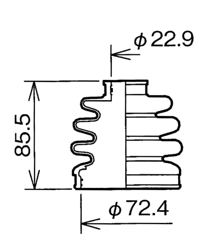 Spease BAC-TG16R Drive Shaft Boots Height 85.5mm, Large Diameter 72.4mm, Small Diameter 22.9mm