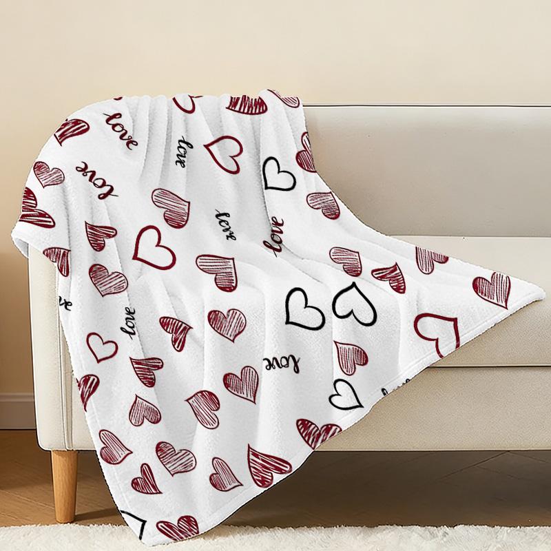 Heart Series Flannel Throw Blanket, High-Density Plush Soft & Skin-Friendly, Ideal for Home, Car & AC Use, Perfect Valentine's Day Gift