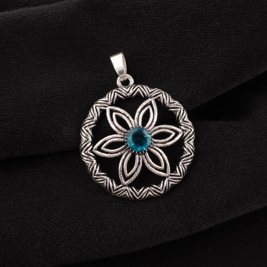 Apatit Edelstein 925 Sterlingsilber Handgefertigter Anhänger 1,48" Geschenk für Schwester CP-29-11