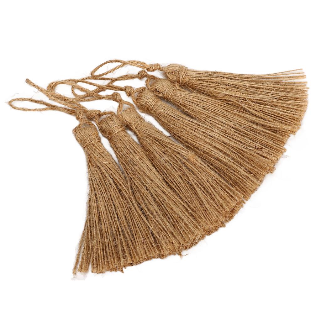 6Pcs Natural Jute Tassels Simple Rustic Style Natural Jute Widely Used Bookmark Tassels for Jewelry