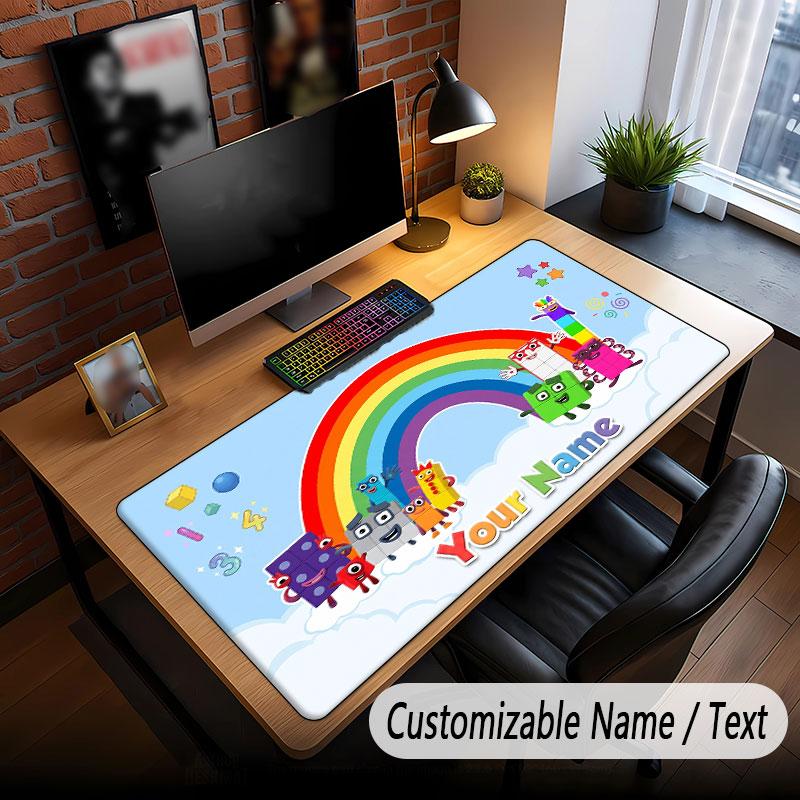 Custom Name Text Big Mouse Pad,Numberblocks Soft Non Slip Extended Desk Mat For Home Office