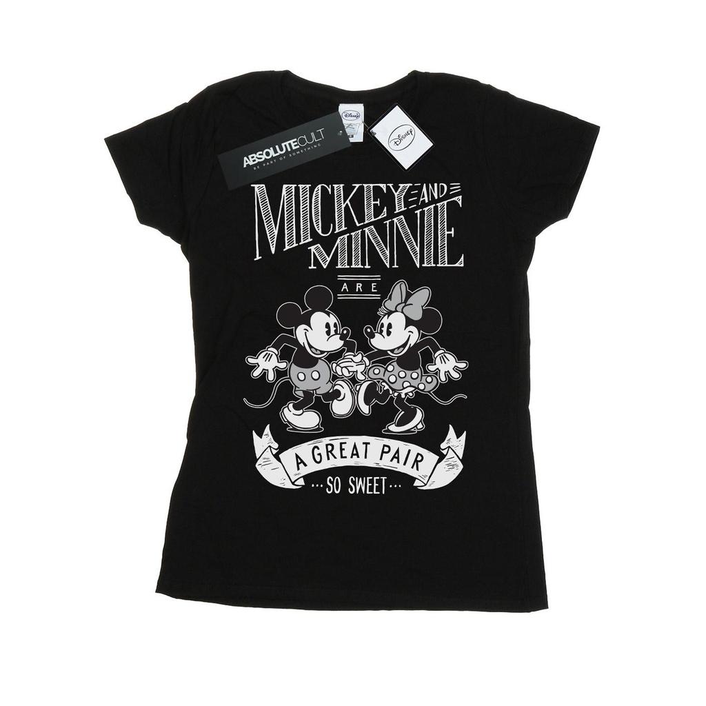 Disney Damen/Damen Mickey und Minnie Mouse Tolles Paar Baumwoll-T-Shirt