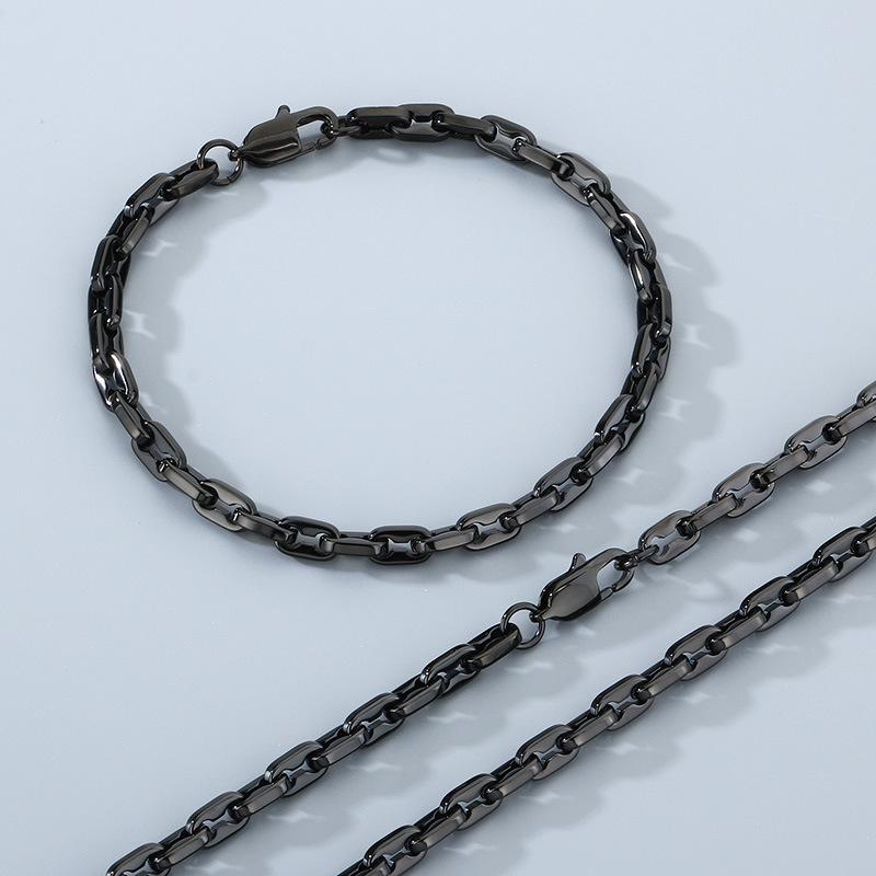 Necklace, Minimalist High-end 18k Interlocking Lip Chain Titanium Steel Men's Bracelet