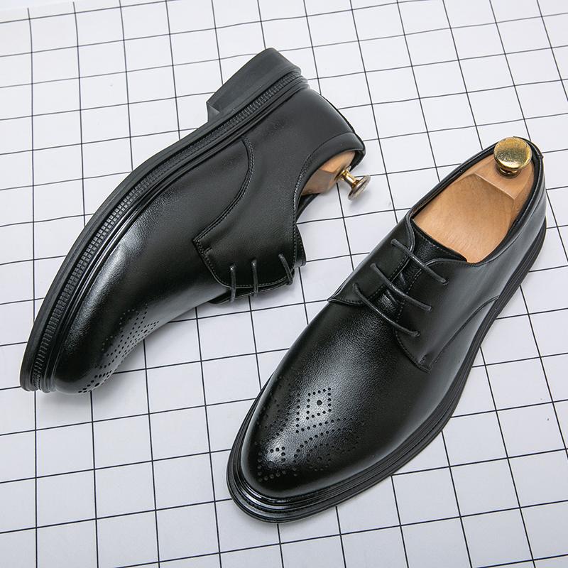 Summer Brock British style suit wedding groom business dress casual heightening leather shoes brown