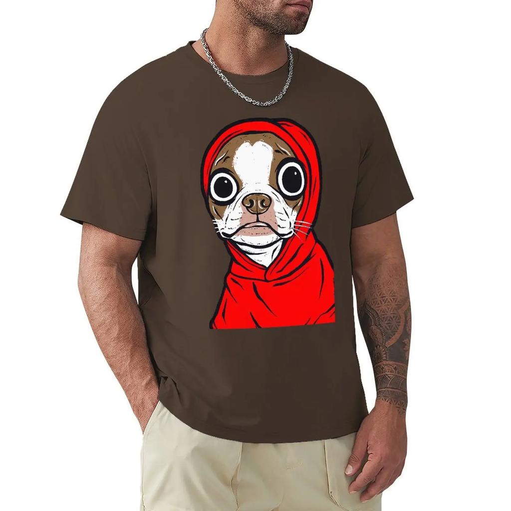 Brown Boston Dogs Terrier Hoodie T Shirt Harajuku Short Sleeve T-shirt 100% Cotton Graphics Tshirt Tops