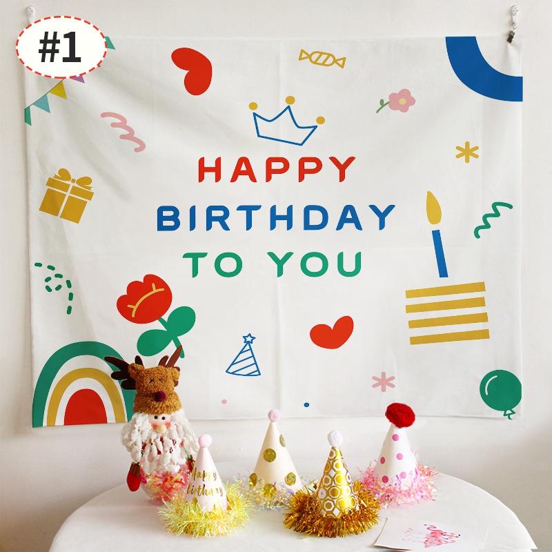 Cute Birthday Wall Hanging Tapestry Children's Party Decoration Cloth Photo Background Scene Tapestry Home Bedroom Kawaii Decor
