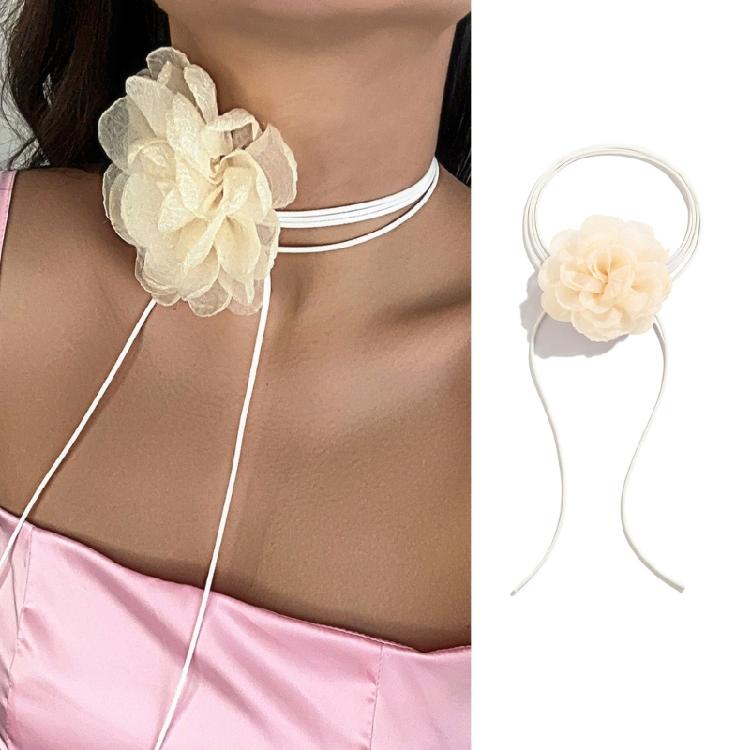 Fashion Trend Mesh Flower Rose Collarbone Chain Temperament Simple Necklace