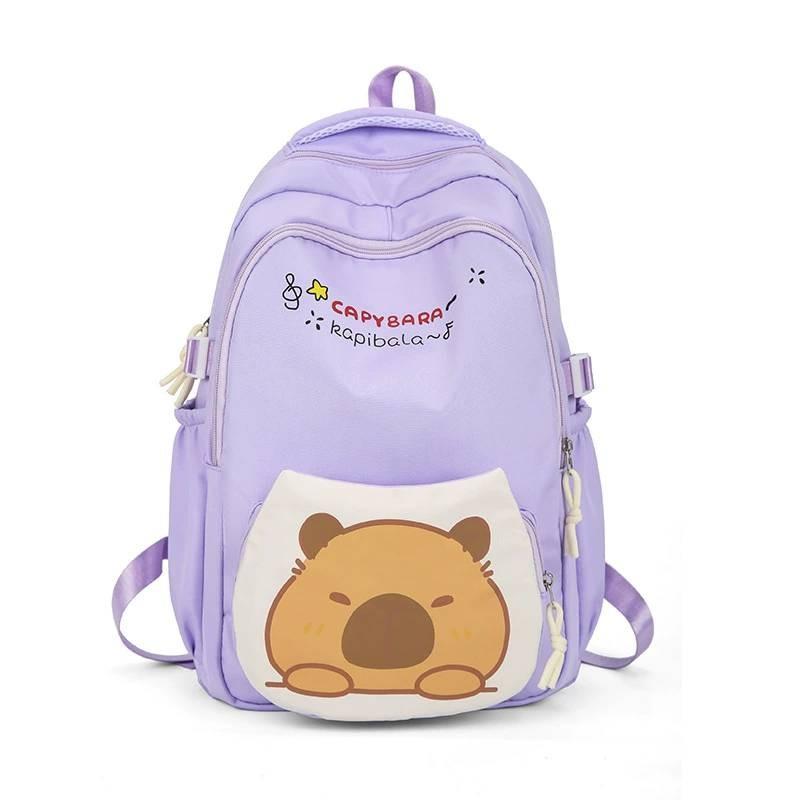 Capybara Fabric Oxford Backpack With Print Pattern And Durable Design Kids For