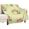 Super Cute Kawaii Frog with Toadstool Mushroom Hat Snail Cottagecore Aesthetic Forggy Mushrooms Amanita Muscar Throw Blanket