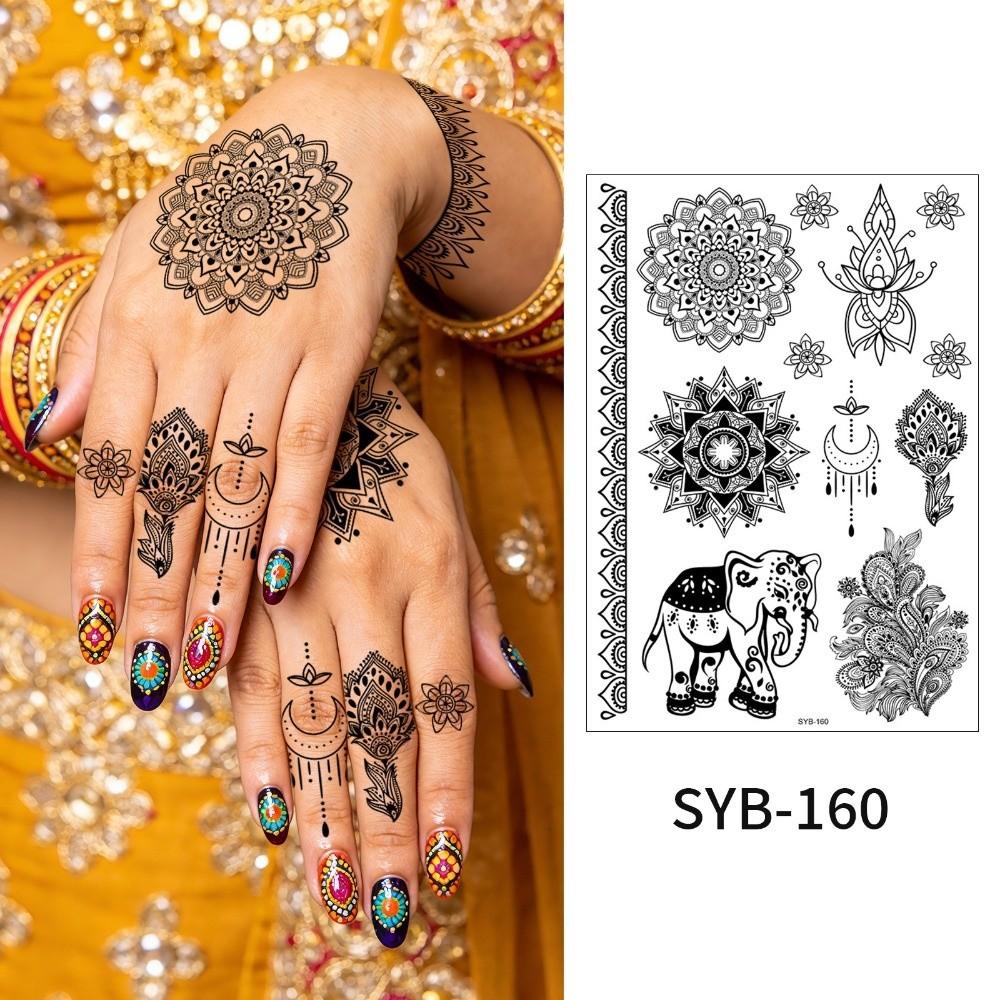 Adesivos de Transferência de Água Tatuagem Temporária de Henna Índia Mehndi Flor Arte Corporal Adesivo Mulher/Senhora/Menina