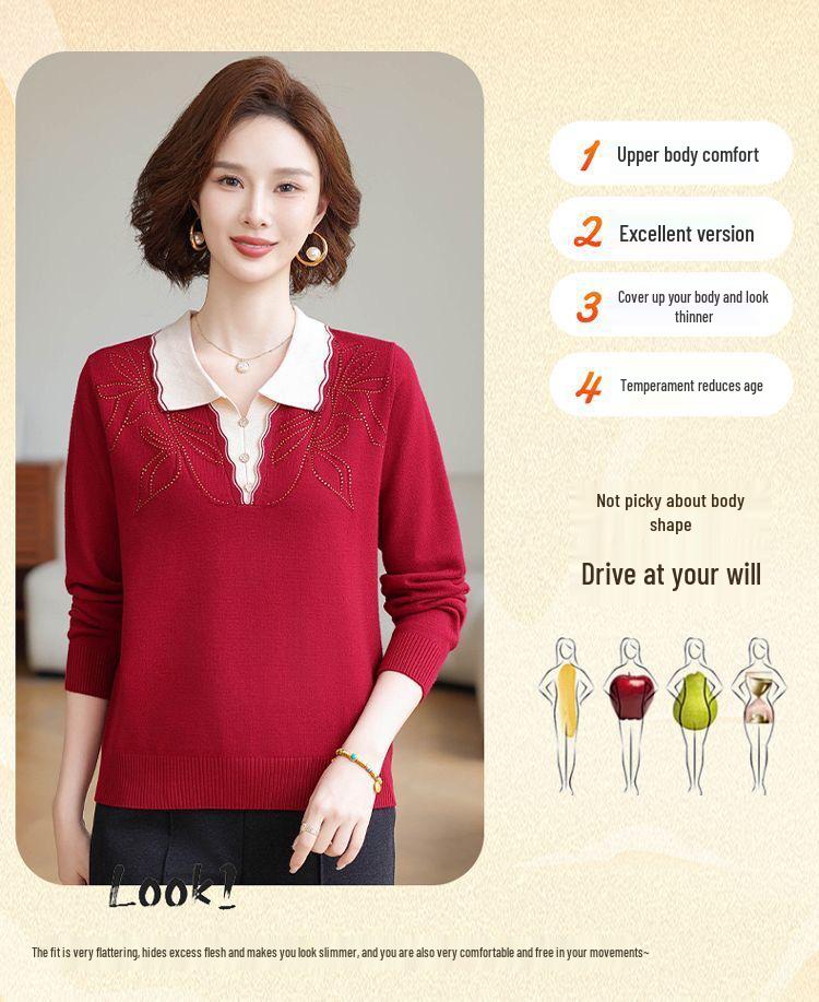 Thickened Knit Sweater for Middle-Aged Women: Stylish Autumn/Winter Pullover