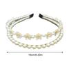 2 Layers Pearls Headbands White Flower Designs Elegant Floral Hairbands for Women Girls Daily Bangs Hair Jewelry