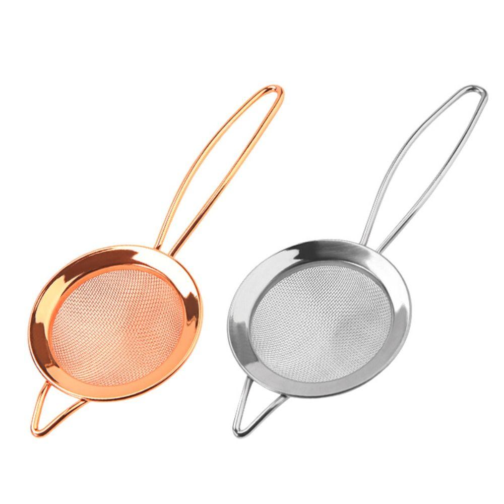 6.5cm Diameter Tea Strainer Long Handle Flour Sifter Portable Kitchen Sieve Cocktail Bar