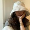 Hat Female Spring Small Fresh Striped Bucket Hat Travel Shade Sun Protection Dome Basin Hat Show Small Face