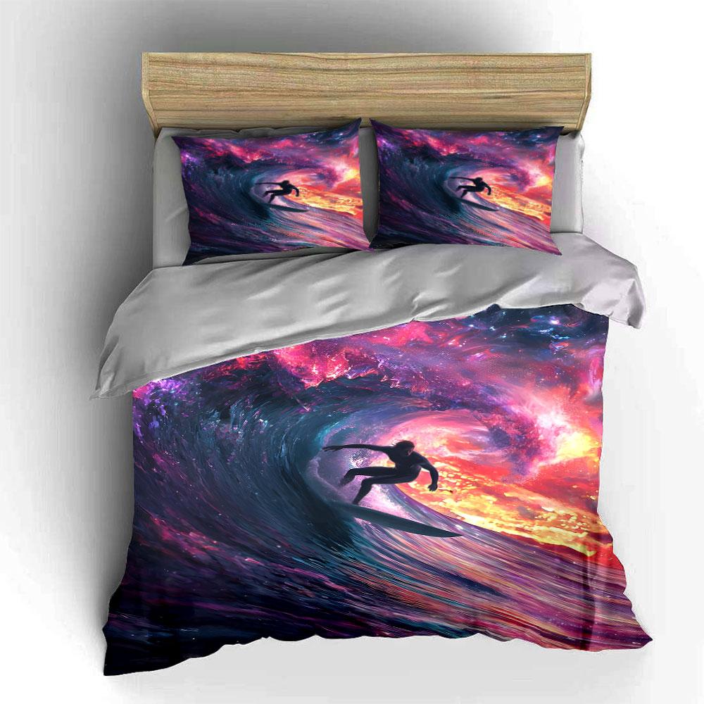 Surfer Inside Cosmic Wave. Bedding Sets Duvet Cover Sets Duvet Covers Pillowcases(1 * Duvet Cover 2 * Pillowcases Without Duvet Insert)