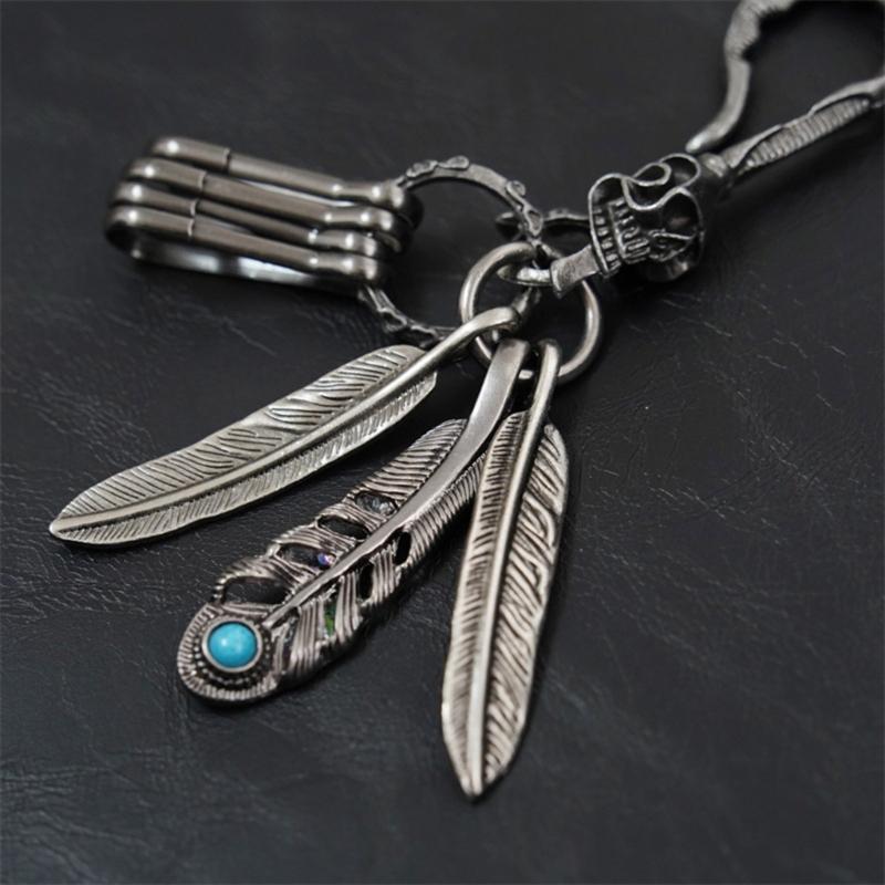 Vintage Stile Ästhetischer Feder Schlüsselanhänger Anhänger Mit Türkis Kreative Designs für Modebegeisterte Täglichen Gebrauch