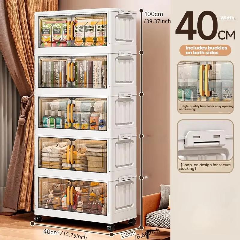 Double-door Living Room Storage Cabinet Folding Floor-standing Storage Box No Installation Required Simple Storage Cabinet