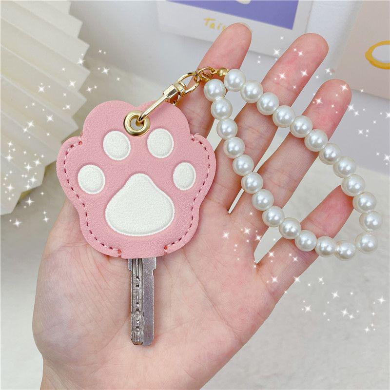 Personalized Cat Paw Keychain: Cute Women's Access Card Holder & Key Cover for Home and Vehicle