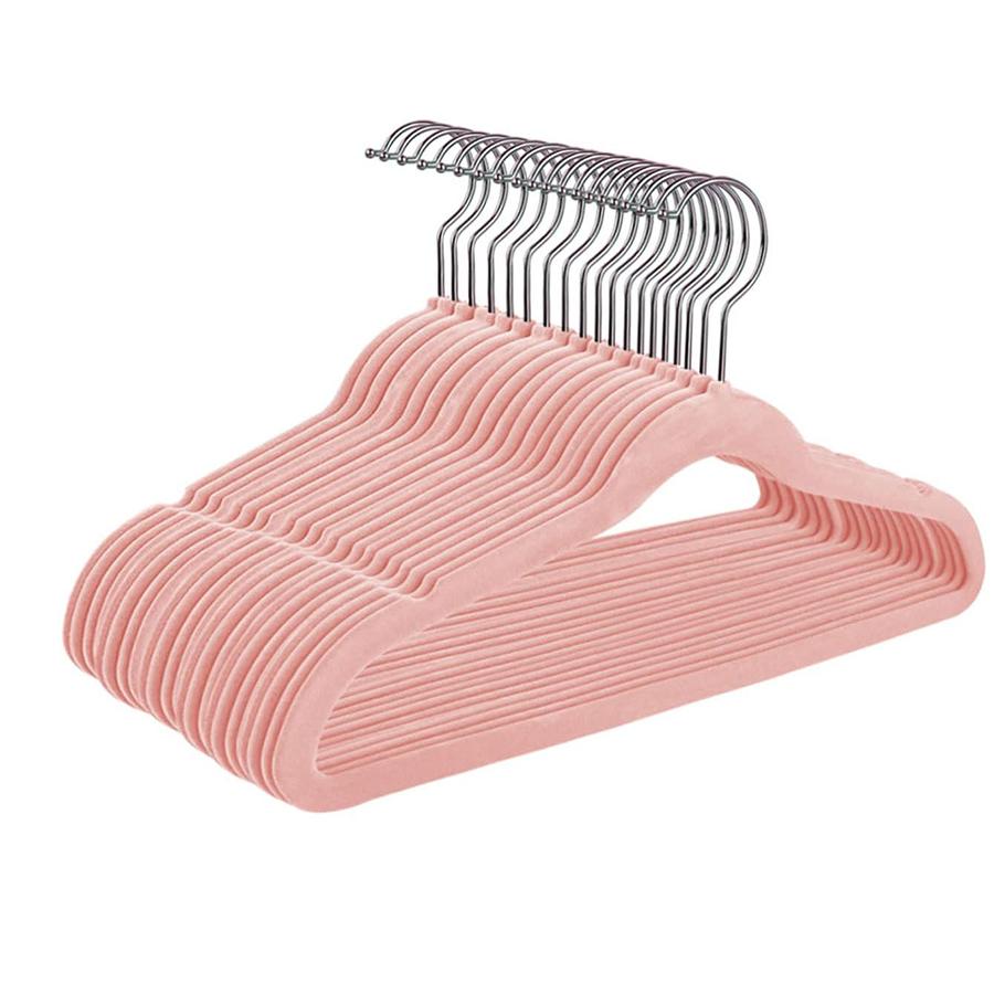 

Pack of 10-Children s Velvet Non-Slip Hanger, Slim and Space Saving - 360° Swivel Hooks,Durable Junior Hanger рожевий