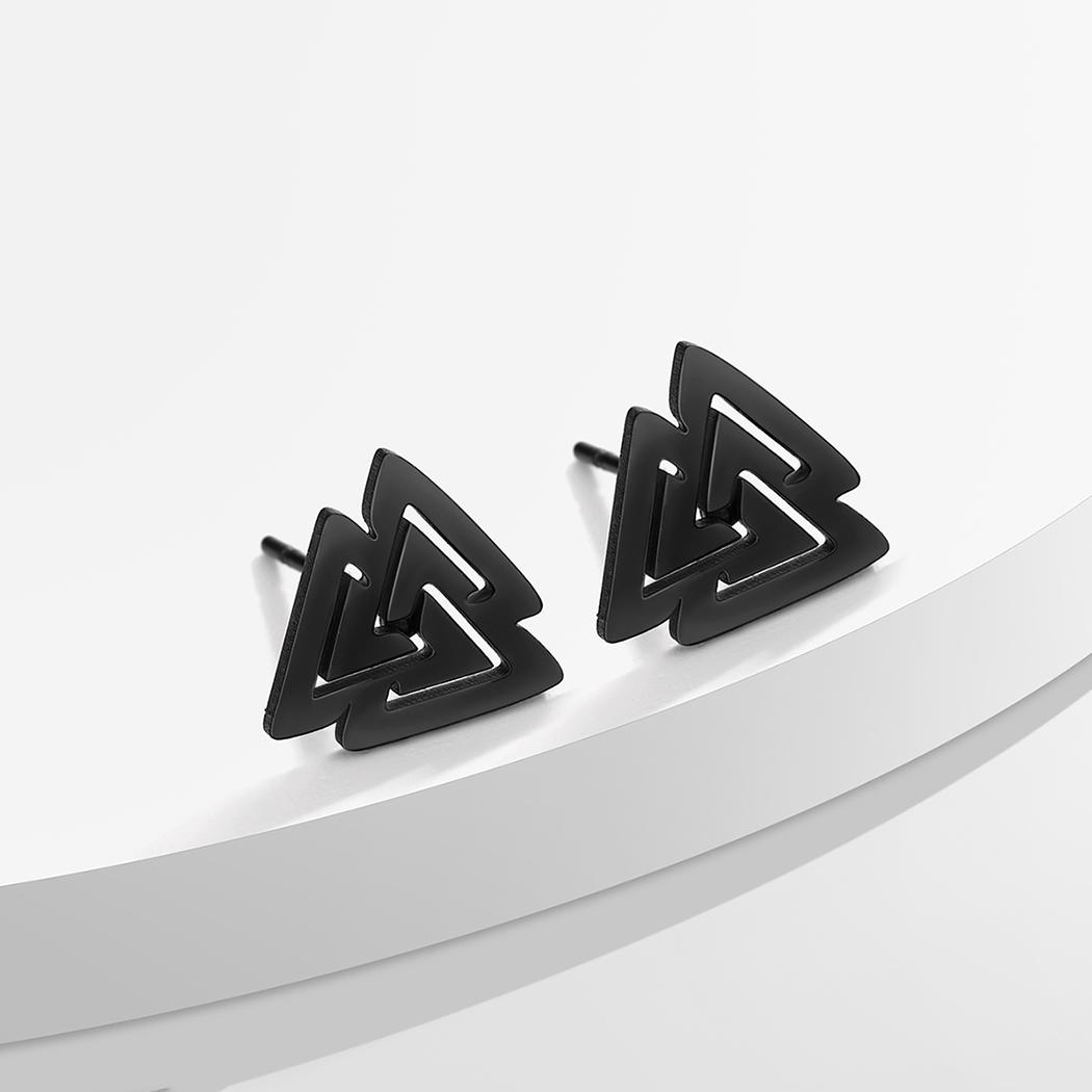 

Kinitial Valknut Earrings Viking Stud Earrings Stainless Steel Odin s Triangle Earring Death Knot Viking Jewelry Norse Mythology чорний