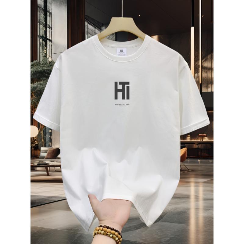 

European sizes SKY·R Brand Print T-Shirt with a Round Neck, Short Sleeves, Summer Pure Half-Sleeve Top, Trendy Style 4XL білий