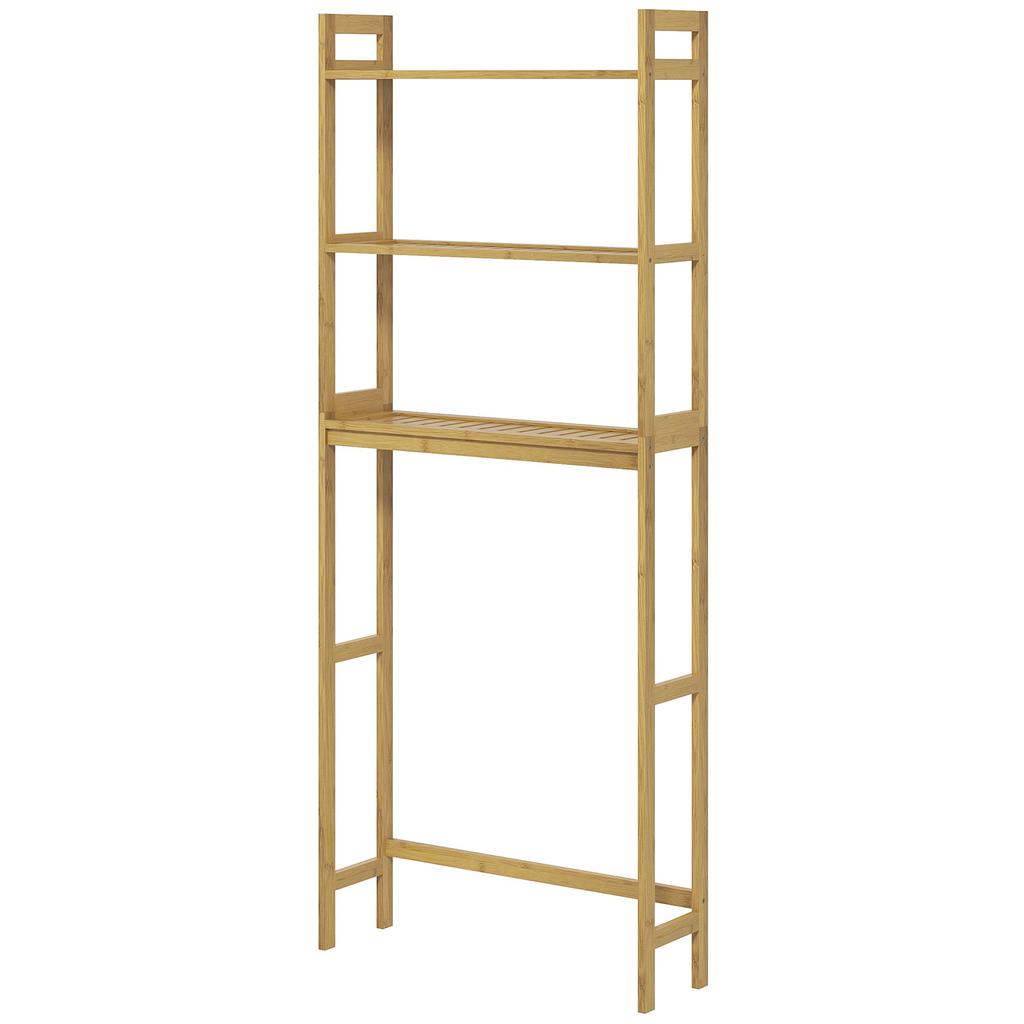 Bathroom shelf bath shelf toilet shelf, 3 shelves, water-resistant, 68 cm x 20 cm x 165 cm, natural