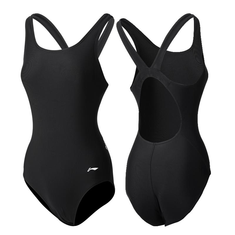 Li Ning Professional Competitive Swimming High-End One-Piece Swimsuit Women swimsuit Black LNYW022-1-2025