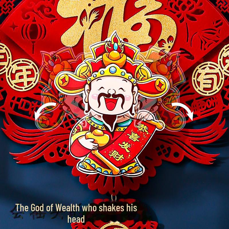 2025 Year of the Snake Spring Festival God of Wealth Pendant - New Year Door Hanging Decoration for Living Room