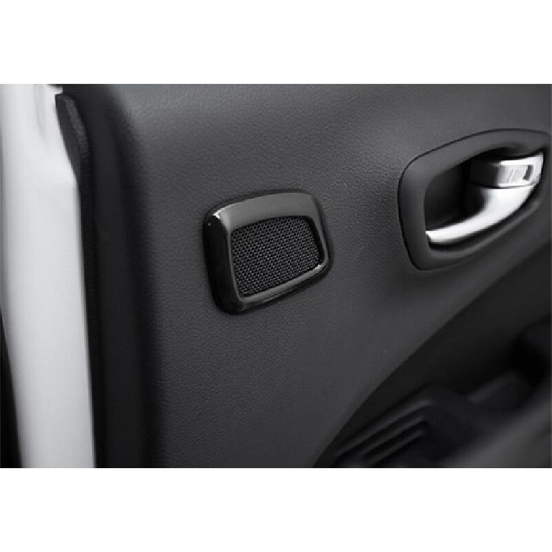 For Jeep Compass 17-2021 Glossy Black Rear Inner Door Speaker Sound Cover Trim