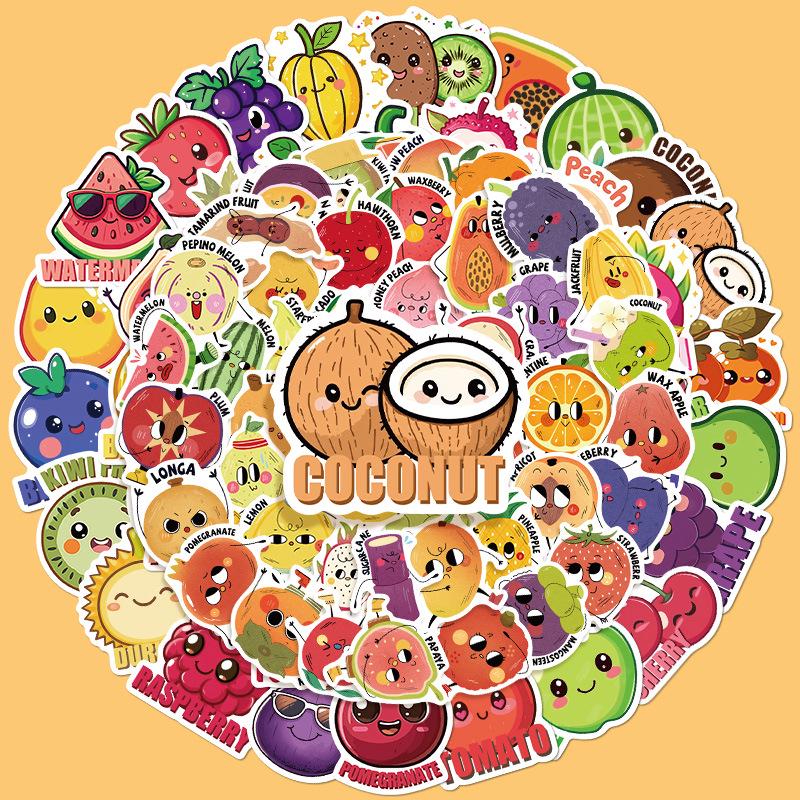 50 Cute Cartoon Fruit Stickers for Phones, Computers, Journals, and DIY Decor