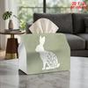1pc Rabbit Silhouette Tissue Box with Floral Rabbit Cutouts - Reusable Napkin Dispenser Suitable for Kitchen, Living Room,, Bedside Table Decor - Mode