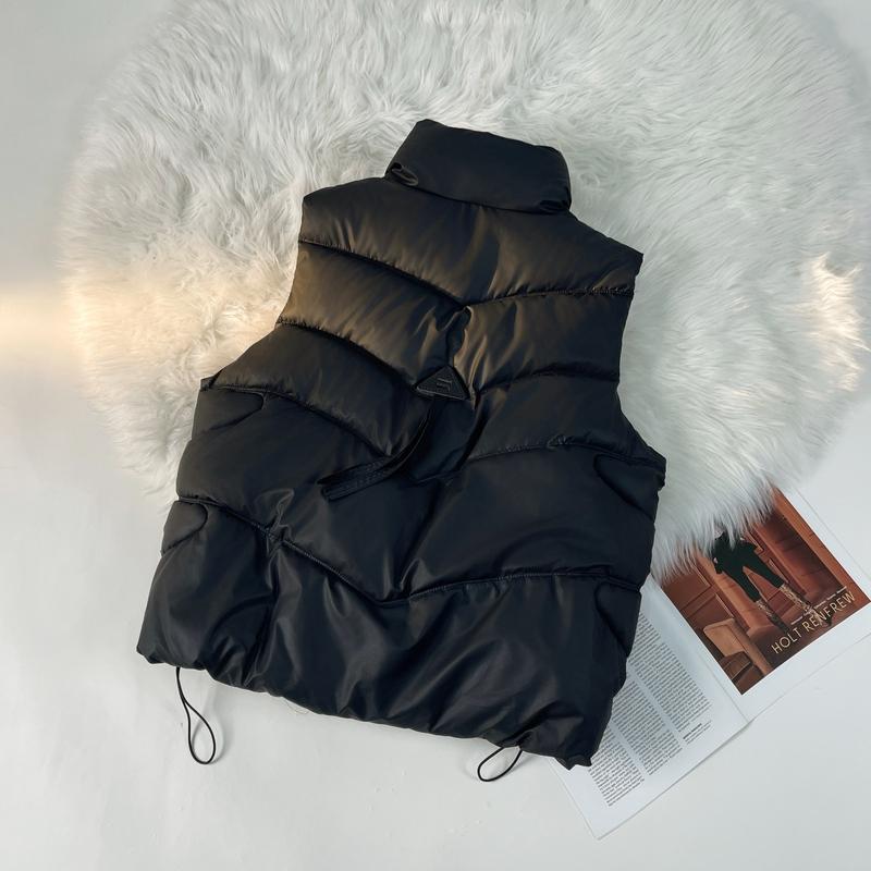 Women's Loose Fit Stand Collar Sleeveless Down Vest For Autumn And Winter