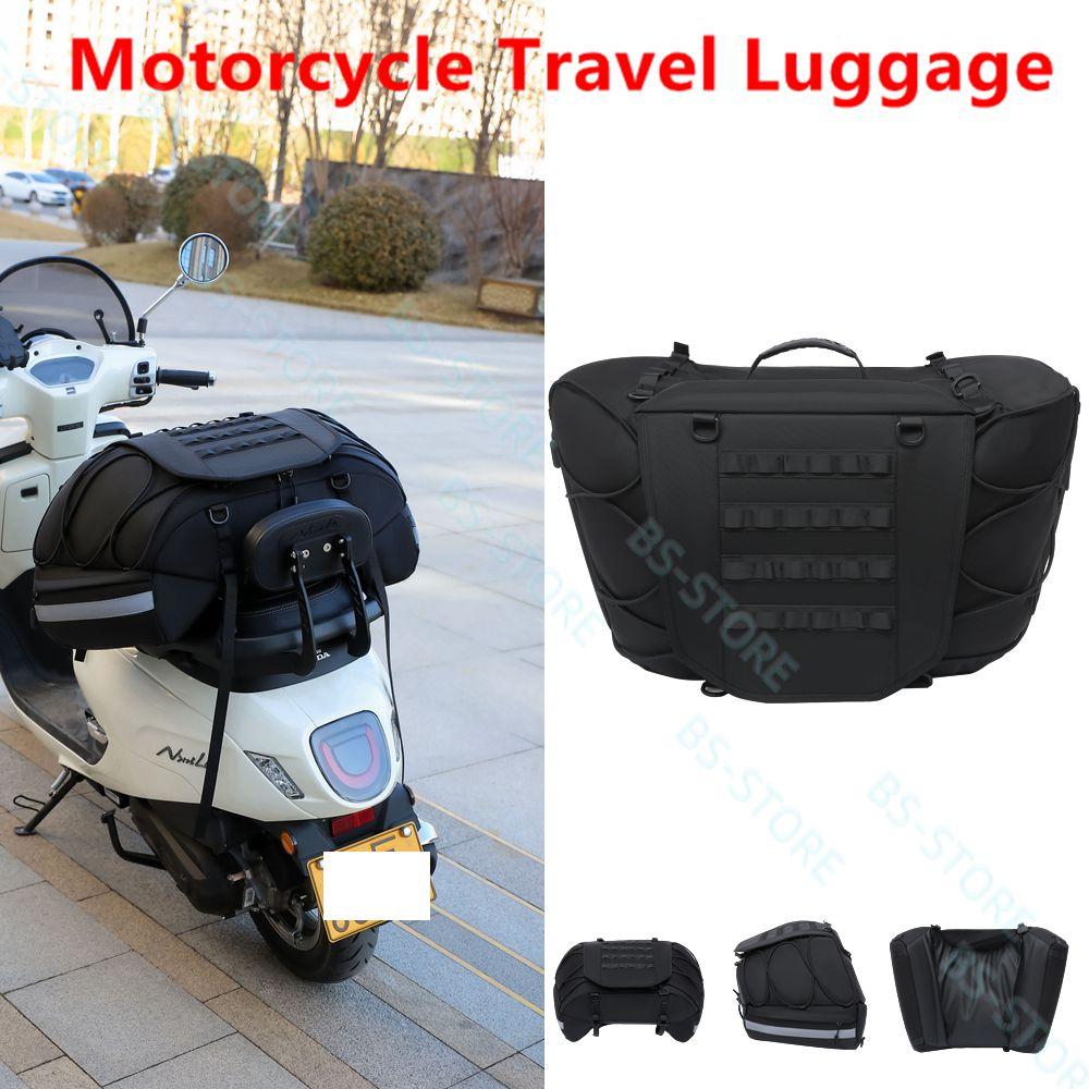 56-75L Motorcycle Waterproof Tail Bag Travel Outdoor Dry Luggage Roll Pack Bag Motorbike Luggage Backpack Motorcycle Seat Bag