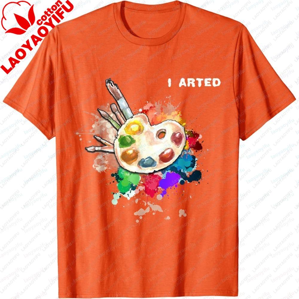 Unisex s Summer Fashion Short Sleeve Tee Orange Black Dynamic Splatter Art Print Casual Trendy Fashion Comfortable Daily Wear Tops