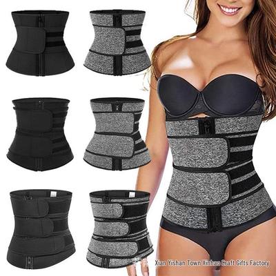 Postpartum Waist Trainer & Sweat-Inducing Body Shaper with Double Belt & Zipper for Abdomen Control